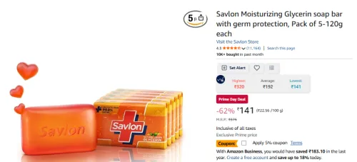 Image of Savlon Moisturizing Glycerin soap bar