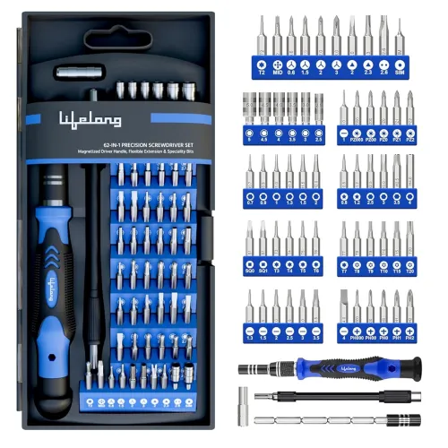 Image of Lifelong 62 in 1 Magnetic Precision Screwdriver Set, Tool Kit