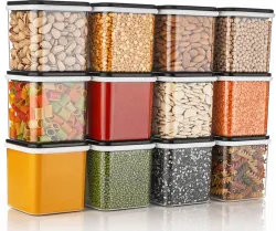 Sedulous Plastic Grocery Container - 700 ml (Pack of 12, Black)