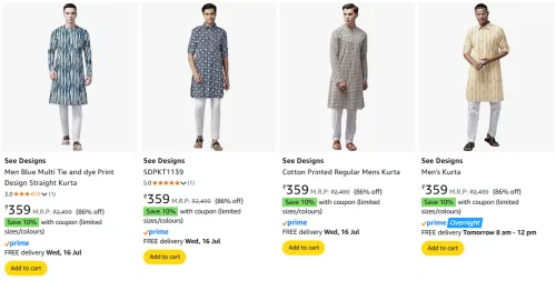 Image of See Design Men's Kurta at minimum 86% Discount