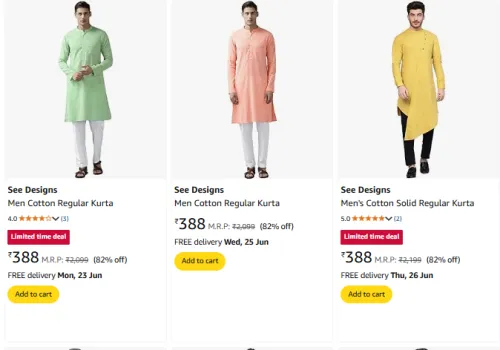 Image of See Designs Men's Kurta at mimimum 82% Discount