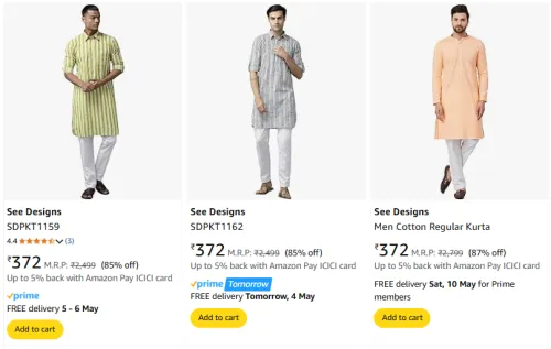 Image of See Designs Men's Kurta minimum 85% Discount