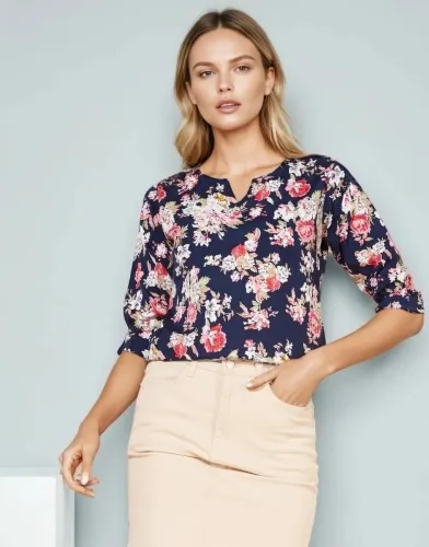 Image of Selvia Casual Regular Sleeves Printed Women Multicolor Top