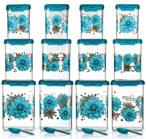 Image of Sentricus Plastic Grocery Container (Pack of 12, Blue)