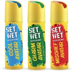 SET WET Cool, Charm and Mischief Avatar Deodorant Spray - For Men (450 ml, Pack of 3)