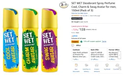 SET WET Deodorant Spray 150ml (Pack of 3)