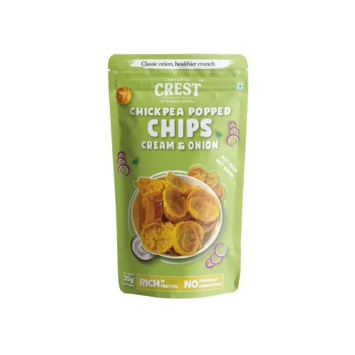 Image of Seven's Crest Chickpea Popped Chips- Cream & Onion | 3 x 35g | .