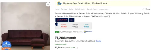 Image of Seventh Heaven Milan 4 Seater Sofa