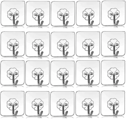 Image of Shalvi 20 Pcs Adhesive Flower Wall Hooks Heavy Duty Kitchen.
