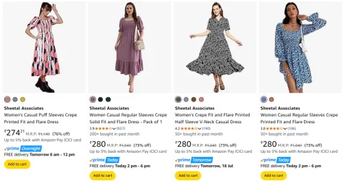 Image of Sheetal Associates Women's Dresses at minimum 70% Discount