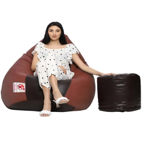 Image of Coaster Shine Brown & Black 2 Pieces Bean Bag Cover With Foot Stool