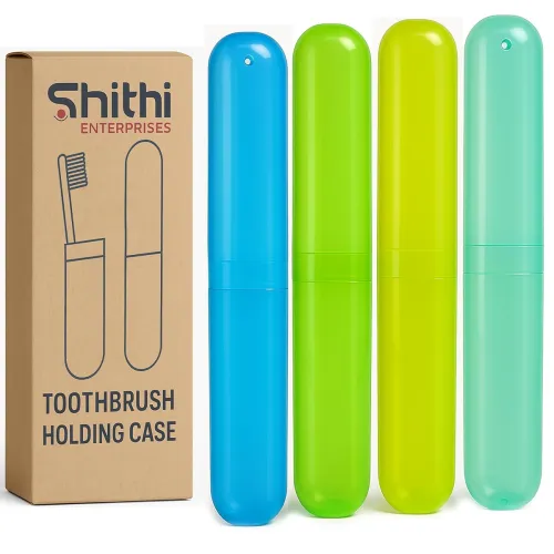 Image of SHITHI Toothbrush Travel Case – Portable & Hygienic Holder with Cover for Home Made in India (4 Pack)