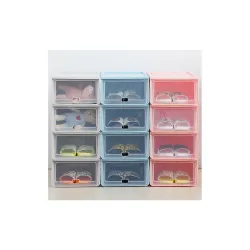 shopurb 4Pcs Shoes Storage Box Stackable Foldable