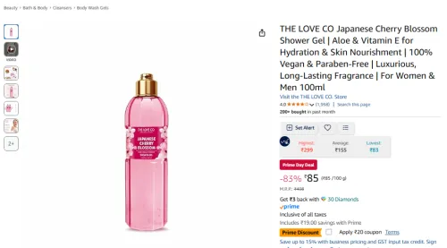 Image of THE LOVE CO Japanese Cherry Blossom Shower Gel 100ml