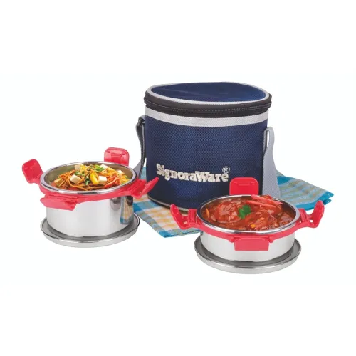 Image of SignoraWare 500ml+350ml All Steel Executive Small Lunch Box with Bag