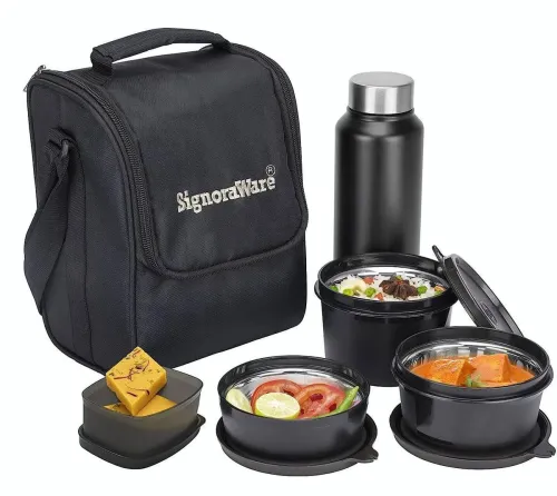 Image of Signoraware Stainless Steel Lunch Box Bag Bottle