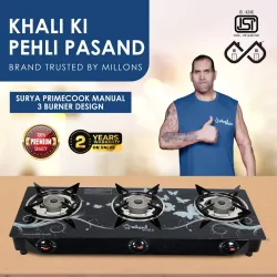 Sigri-wala Surya Primecook Manual Cute Design Toughened Glass Gas Stove
