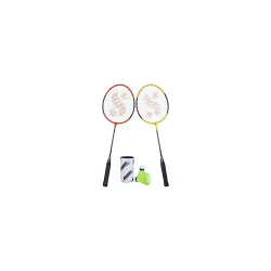 Silvers SB-100 Combo-5 (2 Badminton Rackets + 2 Pcs Plastic Shuttle) Red-Yellow