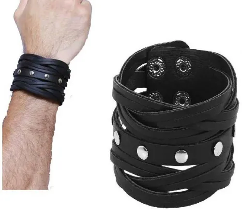 Image of SILVOSWAN Leather, Stainless Steel Bracelet
