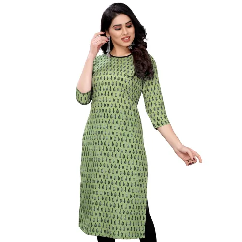 Image of SIRIL Women's Poly Rayon Foil Printed A-Line Kurta
