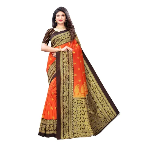 Image of SIRIL Women's Silk Printed Saree With Blouse