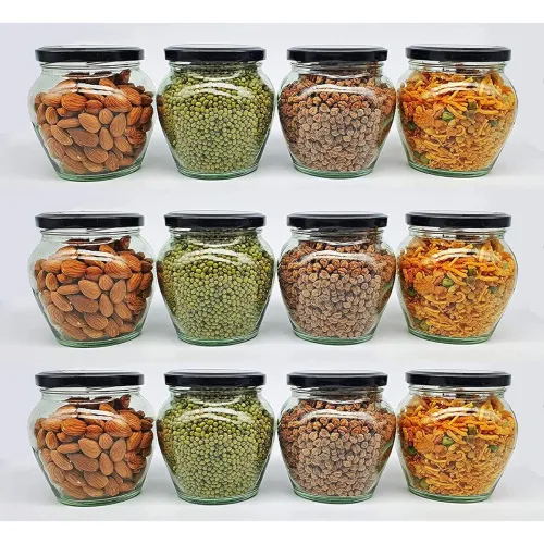 Image of SITOVI 400ml Glass Jar with Airtight Metal Lid, Pack of 6