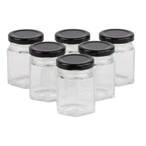 Image of SITOVI Hexagon Glass Jar & Container with Rust Free Air Tight Lid
