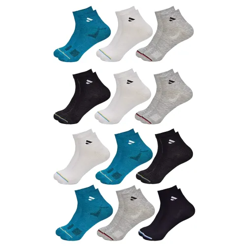 Image of SJeware 12 Pairs Solid Cotton Ankle Length Socks for Men & Women, Multicolor, Pack of 12