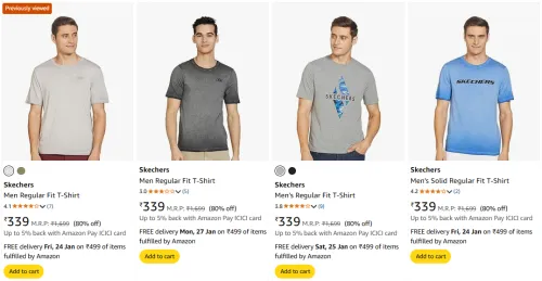Image of Skechers Men Regular Fit T-Shirt Starting @ ₹339