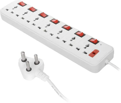 Image of Skeisy EXT-107 Switch Universal Surge Protector With 7 Socket 7 switch 7 Socket Extension Boards (White, Red, 3 m)