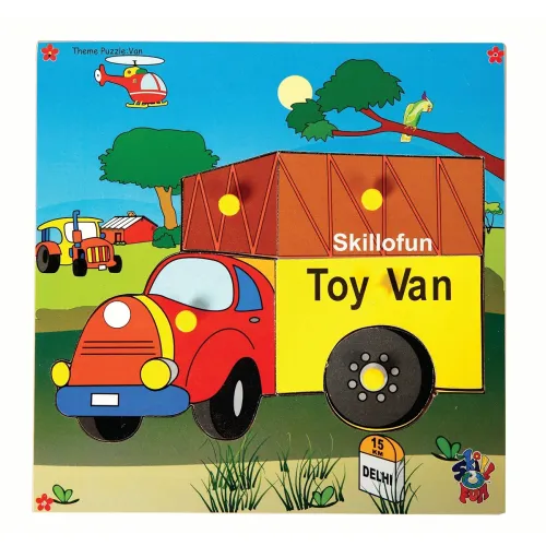 Image of Skillofun Wooden Theme Puzzle Standard Van Knobs, Multi Color