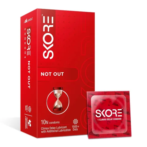 Image of Skore Notout | Climax Delay Condoms | 1500+ Dots | Coloured | - 10 Pieces | Pack of 1