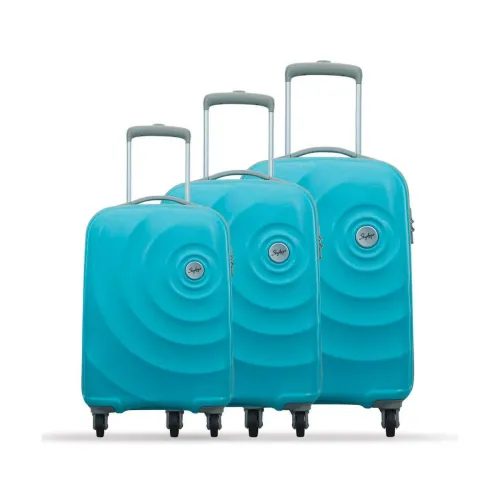Image of Skybags Mint Turquoise Polycarbonate Hardsided 4-Wheel Luggage Trolley Set of 3