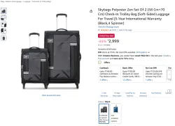 Skybags Zen Soft Trolley Set (58cm + 70cm, Black, 4 Spinner)
