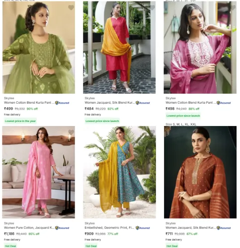 Image of Skylee Ethnic Sets Women's (Kurta Pant Dupatta Set) @ Up to 92% Discount