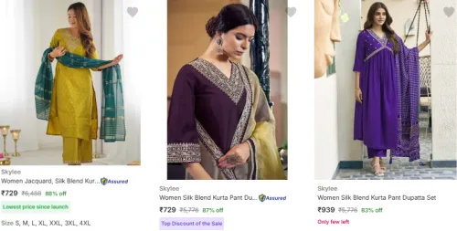 Image of Skylee Women's Kurta set at Minimum 70% Discount