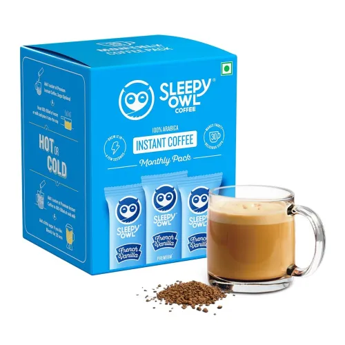 Image of Sleepy Owl French Vanilla Flavour Coffee Sachets Pack of 30 x 2g