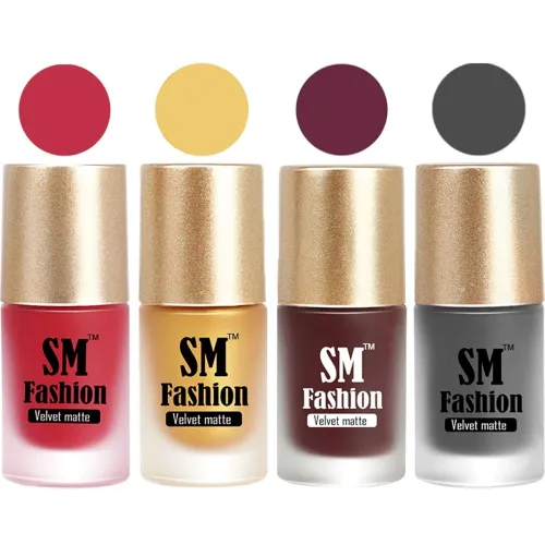 Image of SM FASHION Matte Nail Polish Combo (Pack of 4: 7ml each)