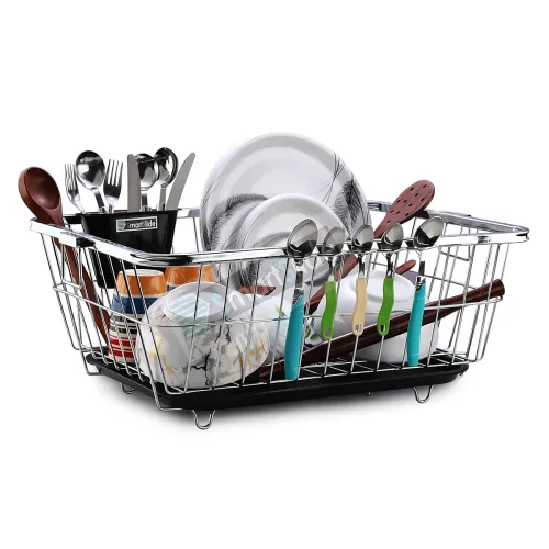 Image of SmartSlide Stainless Steel Dish Drainer Kitchen Rack