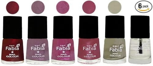 Image of SMC Fabia Platinum Collection High Shine Long Lasting Nail Polish Colors - Set of 6