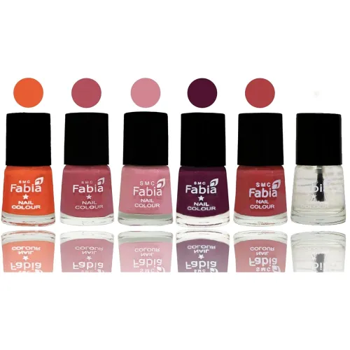 Image of SMC Fabia Shine Bright Glossy Nail Polish Combo Set of 6 Nail Paint,03008