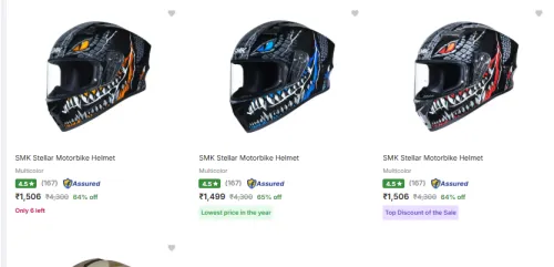 Image of SMK Motorbike Helmet Minimum 60% Discount