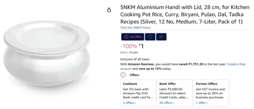 Image of SNKM Aluminium Handi with Lid