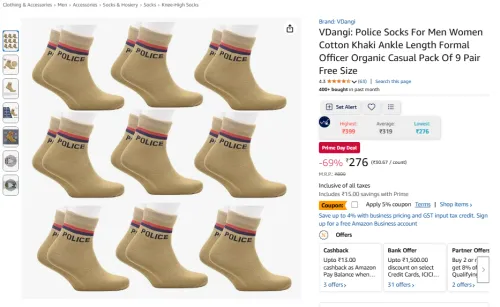Image of VDangi: Police Socks Pack Of 9 Pair Free Size