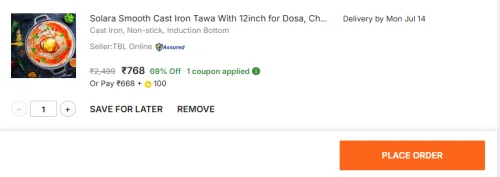Image of Solara Smooth Cast Iron Tawa With 12inch