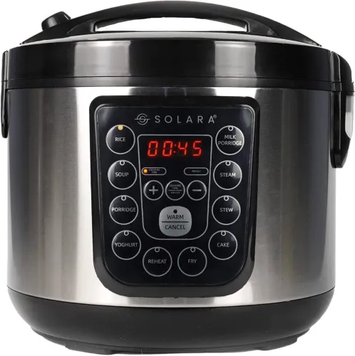 Image of Solara SOL-RIC-201 Rice Cooker, Electric Pressure Cooker, Food Steamer, Egg Cooker, Slow Cooker (4 L, Stainless Steel)
