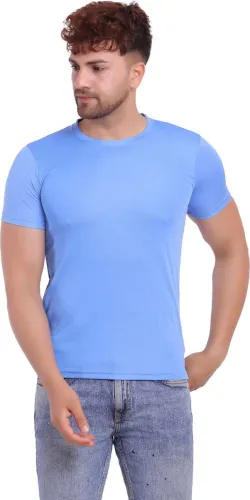 Image of Solid Men Blue T-Shirt.