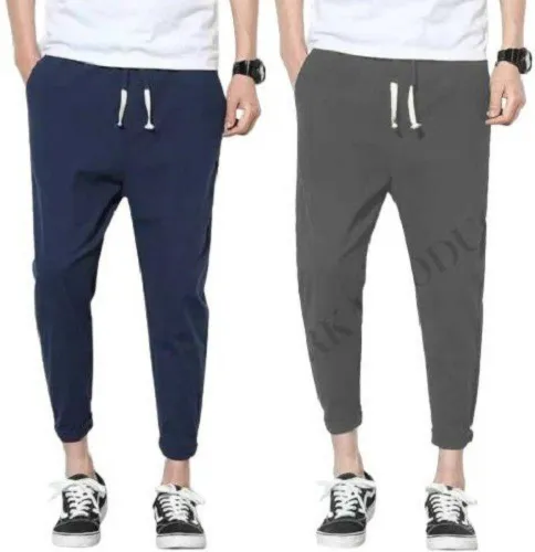 Image of Solid Men Dark Blue, Grey Track Pants