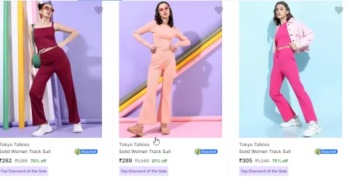 Image of Solid Women Track Suit Starting From ₹262