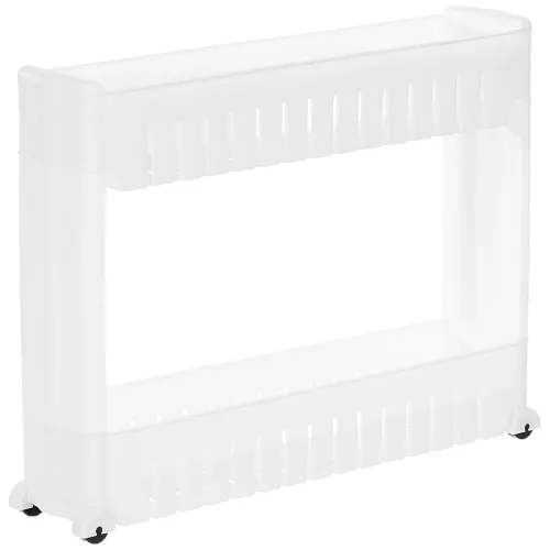 Image of Solimo 2-Tier Plastic Rolling Storage Rack 